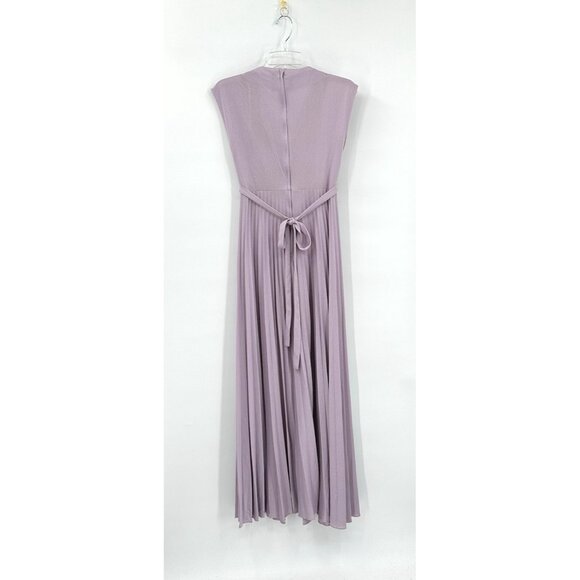 vintage 70s FORMAL MAXI DRESS cowl neck sleeveless knife pleat polyester XS S - Picture 6 of 8